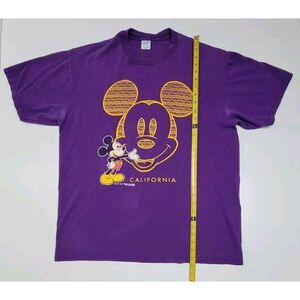 Vintage Mickey Mouse Womens Velva Sheen T-Shirt Purple Short‎ Sleeve Knit USA XL